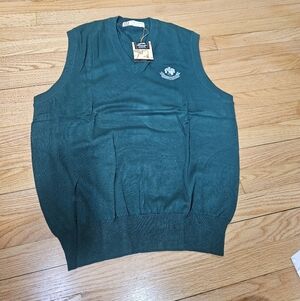 Vtg NOS Slazenger Green V-Neck Sweater Vest Embroidered, See Pictures, Size Larg